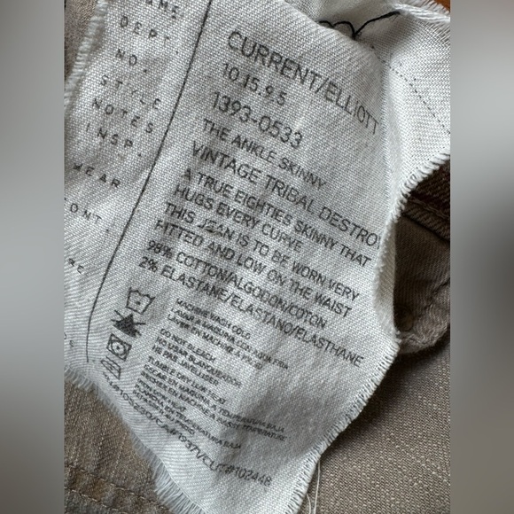 Current Elliott Ankle Skinny Jeans Women’s 27 Low Rise Tribal Destroyed Denim - Picture 6 of 7